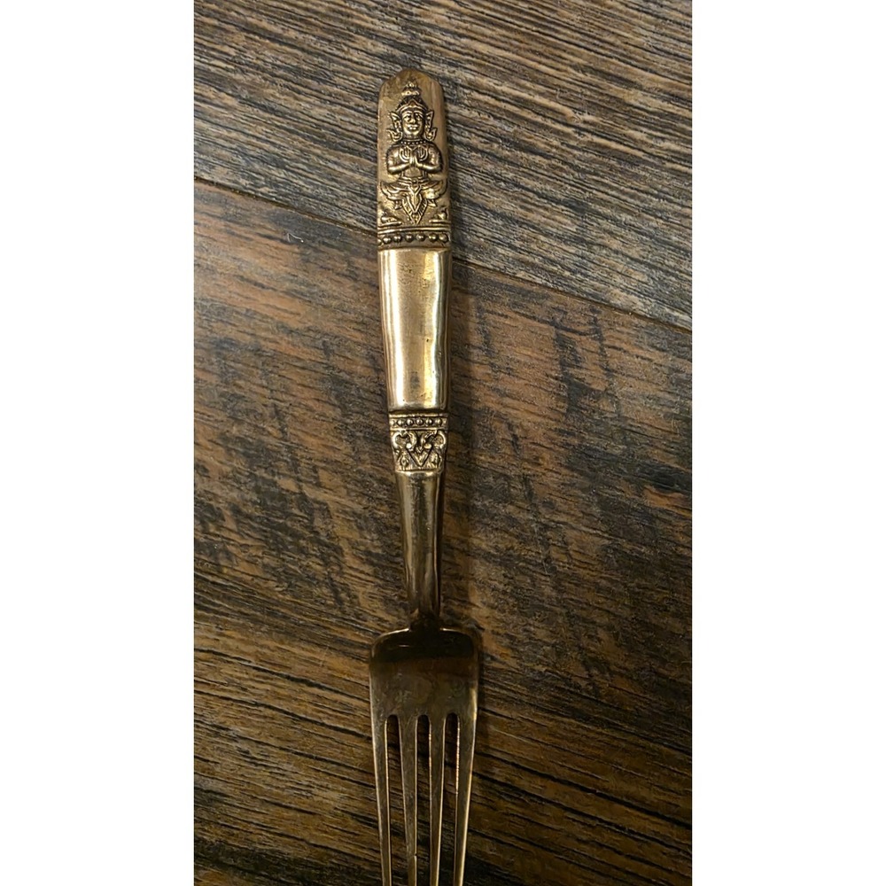 Vintage Thai Bronze Flatware Set Cutlery Brass Siam Buddha Spoons Forks 25 Piece - Picture 10 of 16